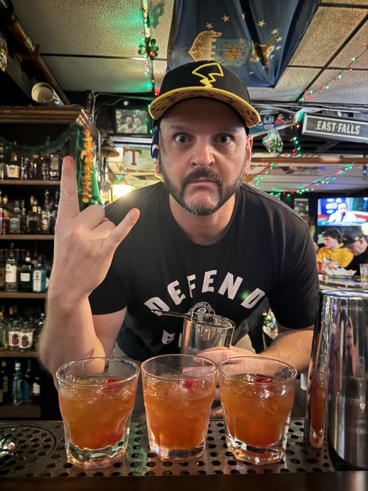 My boy Dane slanging Old Fashioned at Quizzo tonight.