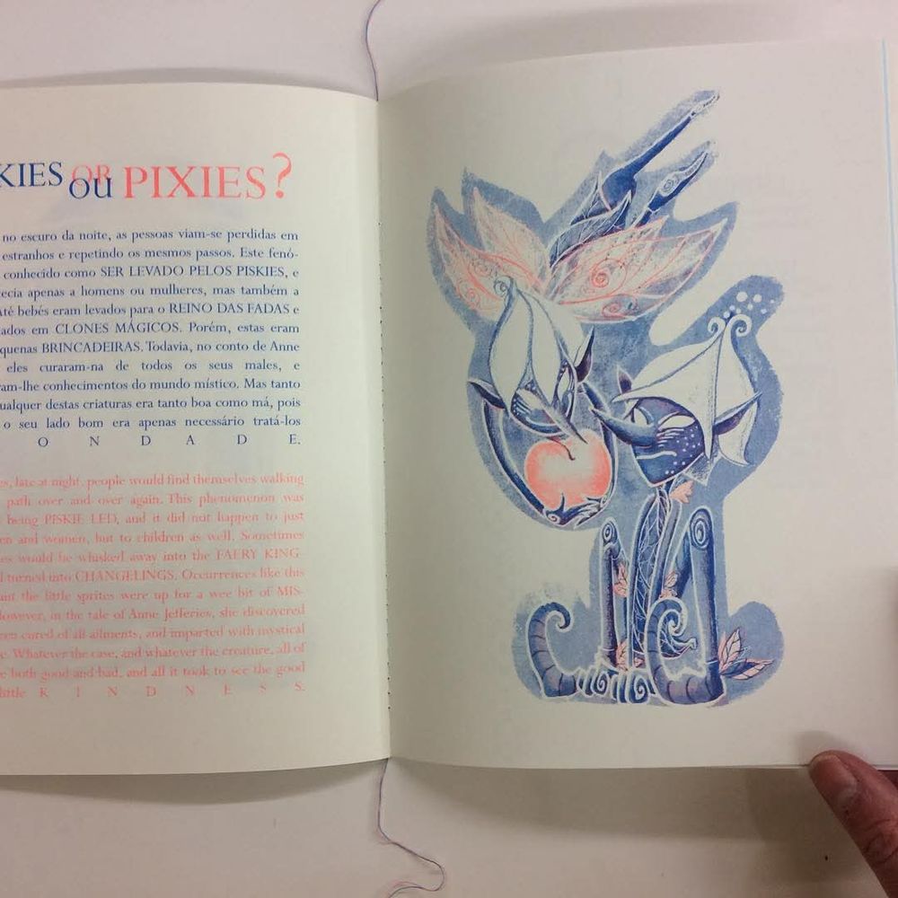A page from the booklet depicting a Cornish piskie.
