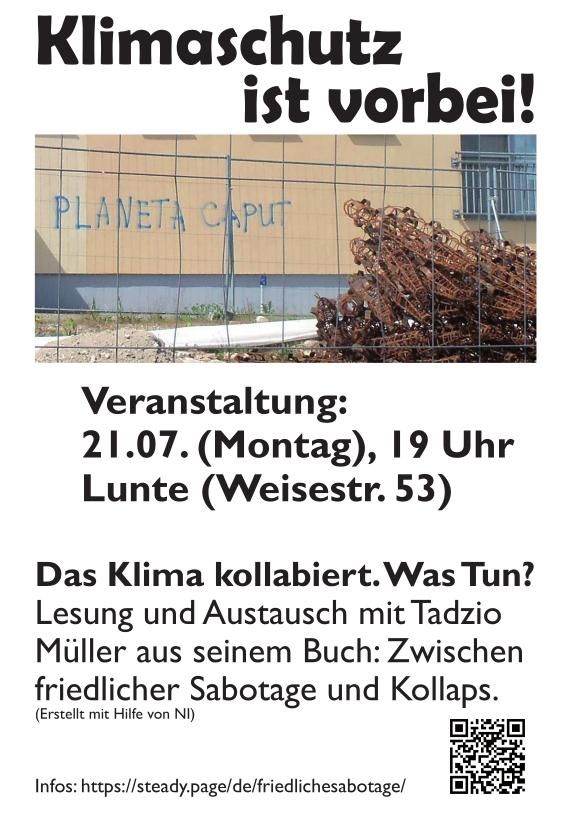 Flyer Veranstaltung Klimakollaps 21.Juli 2025 lunte
