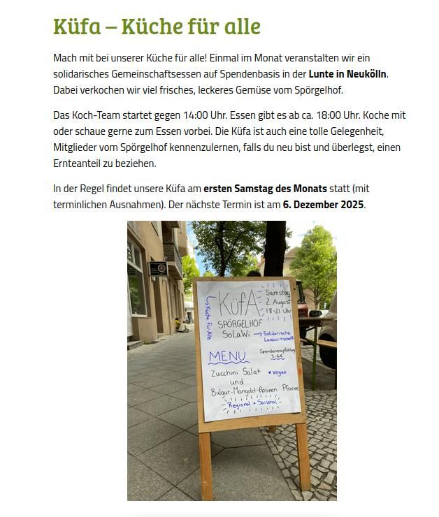 Screenshot vom Spörgelhof zur Küfa am 6.12.2025 in der lunte,Weisestr.53