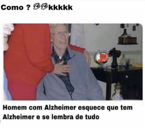 foto de um idoso sendo abraçado com a legenda "homem com alzheimer esquece que tem alzheimer e se lembra de tudo"