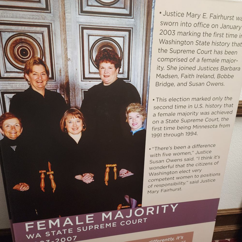 A poster depicting Washington's  first female majority Supreme Court justices 2003-2007  