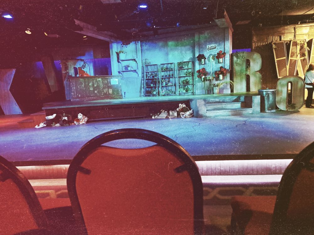 quick shot of the stage set for act 1 of little shop of horrors