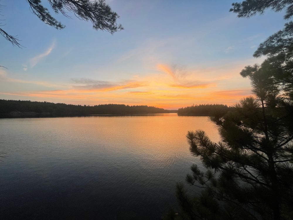 Sunset over the French River, Ontario. 