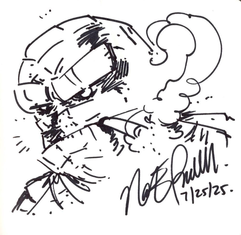 A convention sketch of the Fantastic Four's Thing with a big cigar