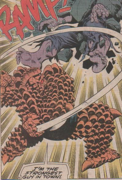 Marvel’s pineapple Thing beats the gray Hulk 