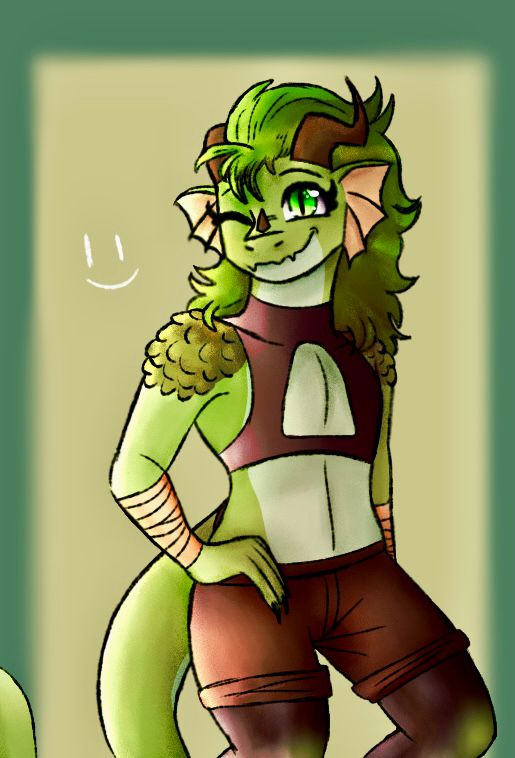 A try at drawing Rain as a dragonborn, she’s basically her dragon form but humanoid. 