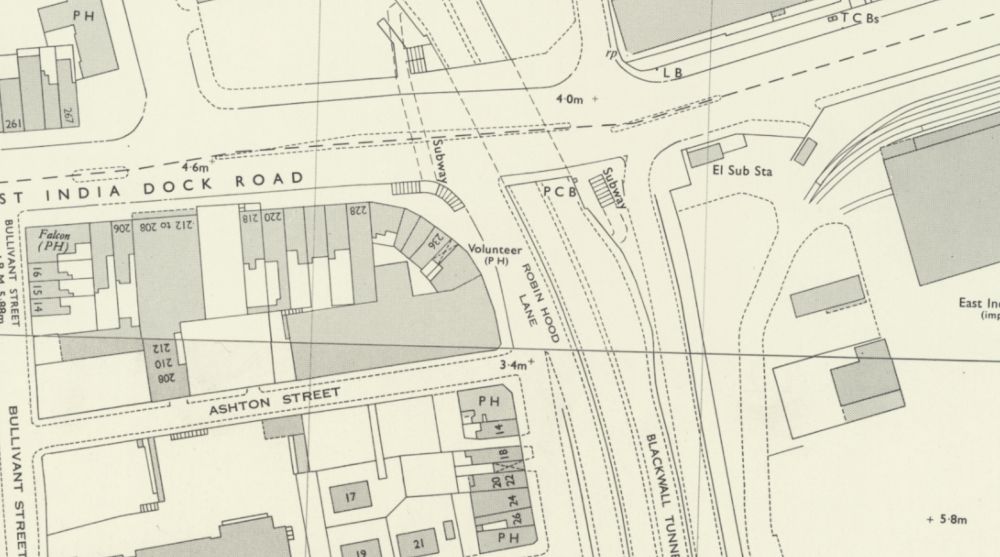 An old Ordnance Survey map, with PCB marking the police box location.