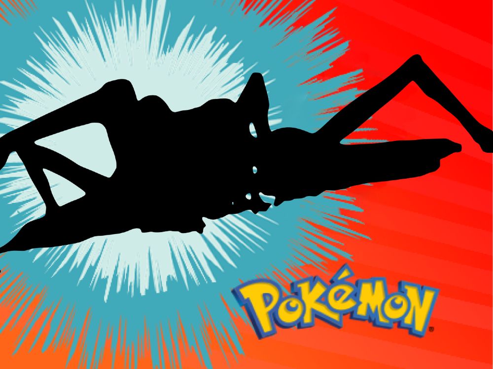 Background of the classic 'Who's that Pokemon?' segment where in place of a Pokemon shadow, there is a shadow of a creature with far too many limbs. 