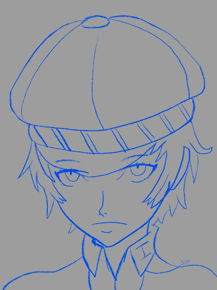 Naoto unimpressed expression sketch
