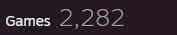 a screenshot from my steam profile, listing games owned as 2,282 on a dark background.