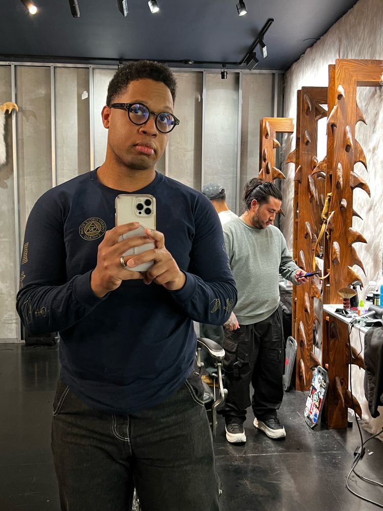 OP appears to be worried about you, but is just looking at his hair. 