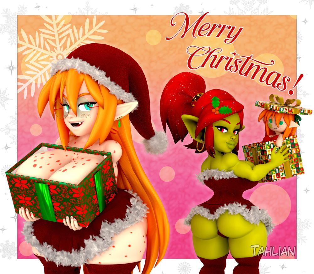 Felicia and Trixie posing for a Christmas picture