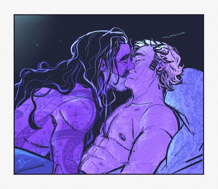 A series of drawings of Ed and Stede from Our Flag Means Death. They're close crops on Stede kissing Ed's forehead, wrist, palm, knuckles. The last is of Ed's hand over Stede's on his chest.