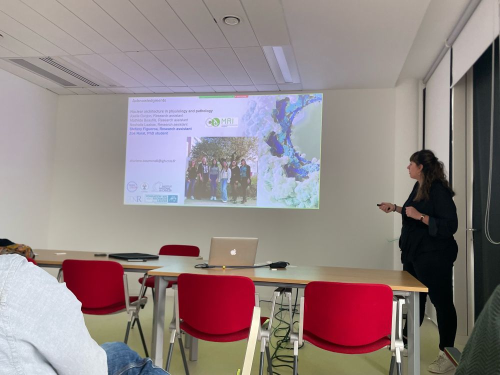 Charlene talking through her thank you slide from her talk 