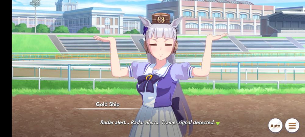 Uma musume Gold Ship during her story event doing the radar pose