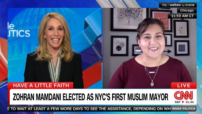 CNN host Dana Bash interviews Interfaith America's Jenan Mohajir about Zohran Mamdani's election as NYC's first Muslim mayor.