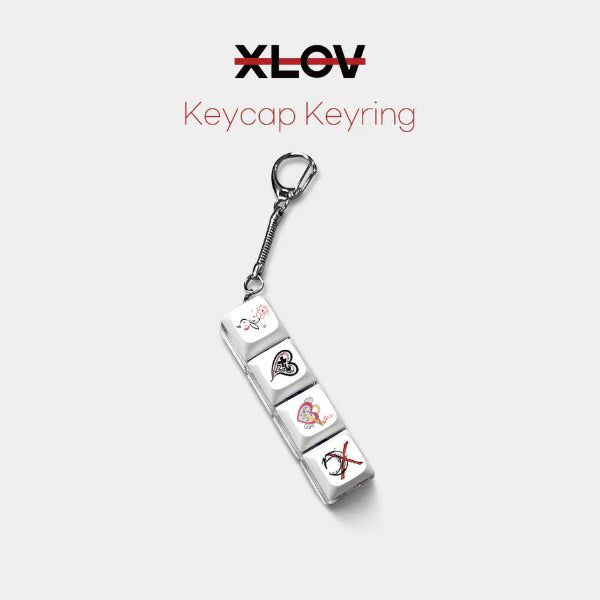 XLOV - Keycap Keyring, a keyring made of computer keys with each members art