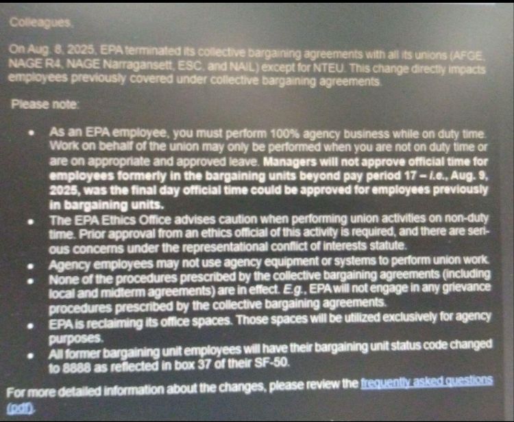 EPA email telling epa ppl that union work is not ethical and needs to be cleared even for fucking non-work time. 