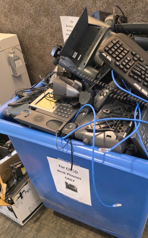 A bin of old as fuck computer parts 