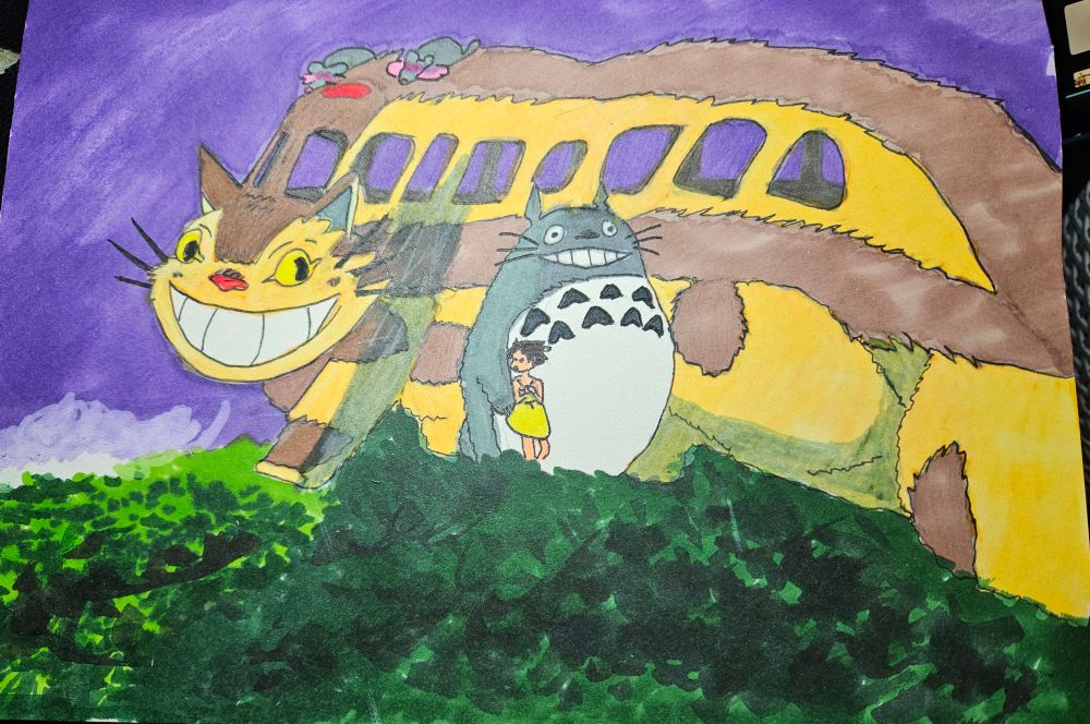 Drawing of Catbus from My Neighbour Totoro