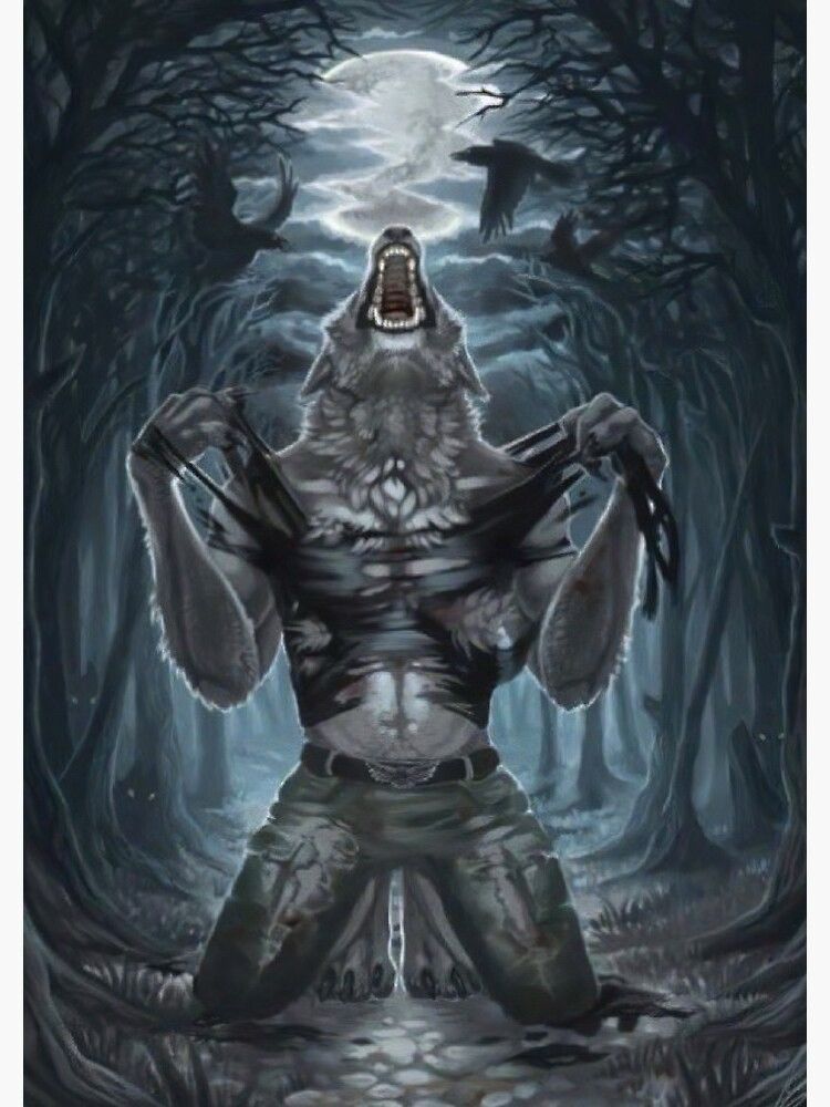 a werewolf transforming into a feral creature and ripping their clothes off
