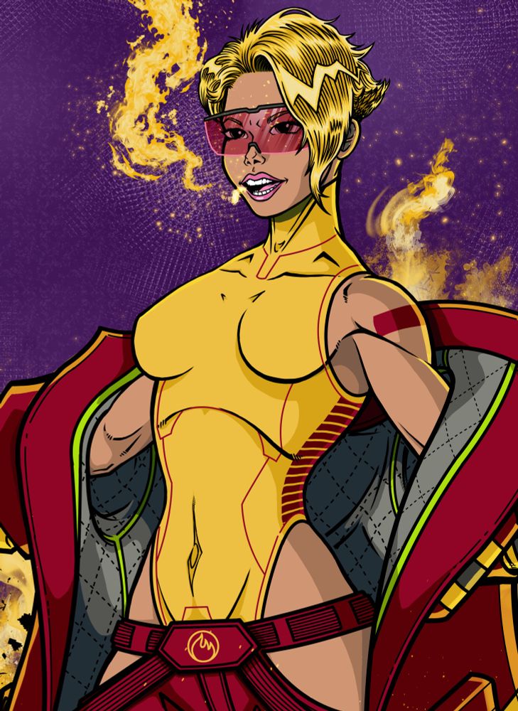My OC Barbee-Q from a comic I used to draw back in high school...she breathes/projects high temperature fire from her mouth, capable of melting steel and turning heavy brick to ash...