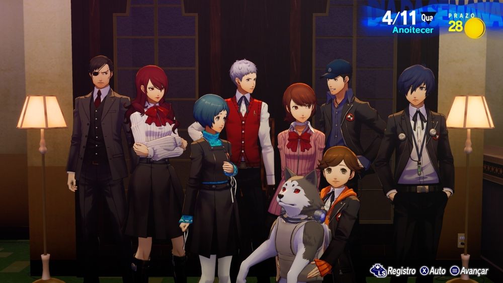 Personagens de persona 3 posando para foto