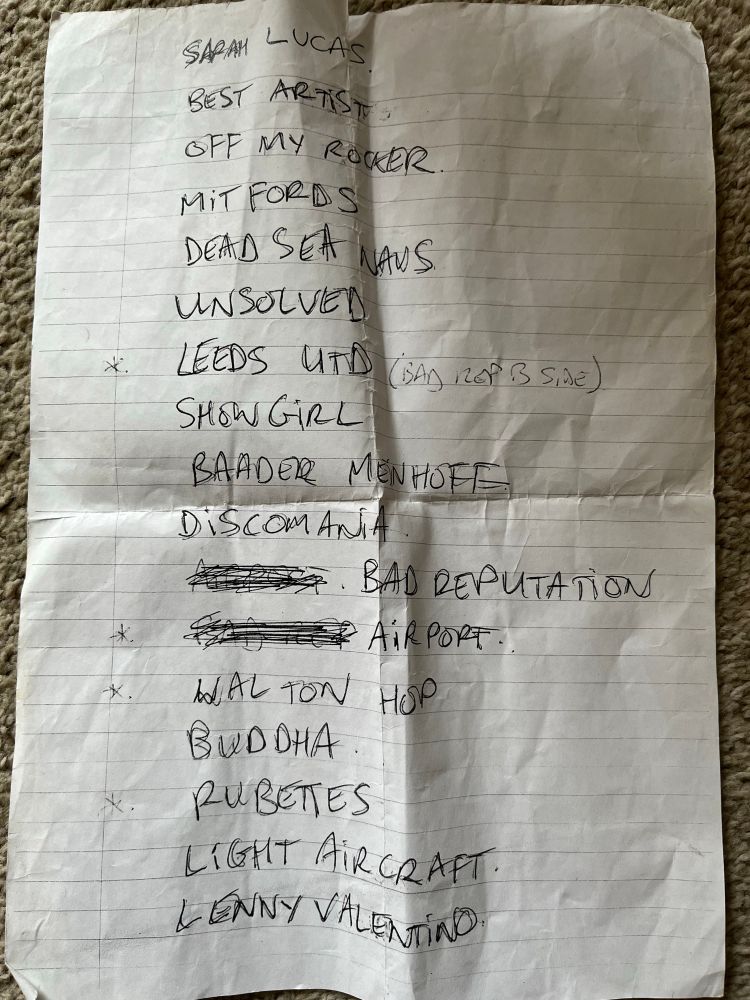 Luke Haines setlist