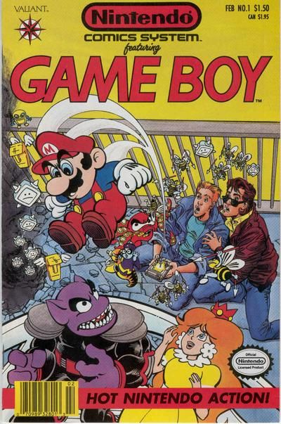 Nintendo Comics System featuring Game Boy comic cover. Mario is leaping from the Game Boy to rescue Daisy from the Mario Land boss - Tatanga.