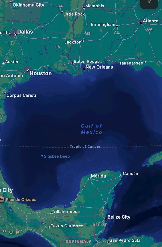 Map from Apple Maps showing the Gulf of Mexico
