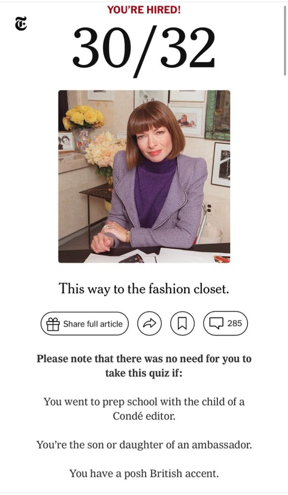 30/32 on the Anna wintour vogue quiz 