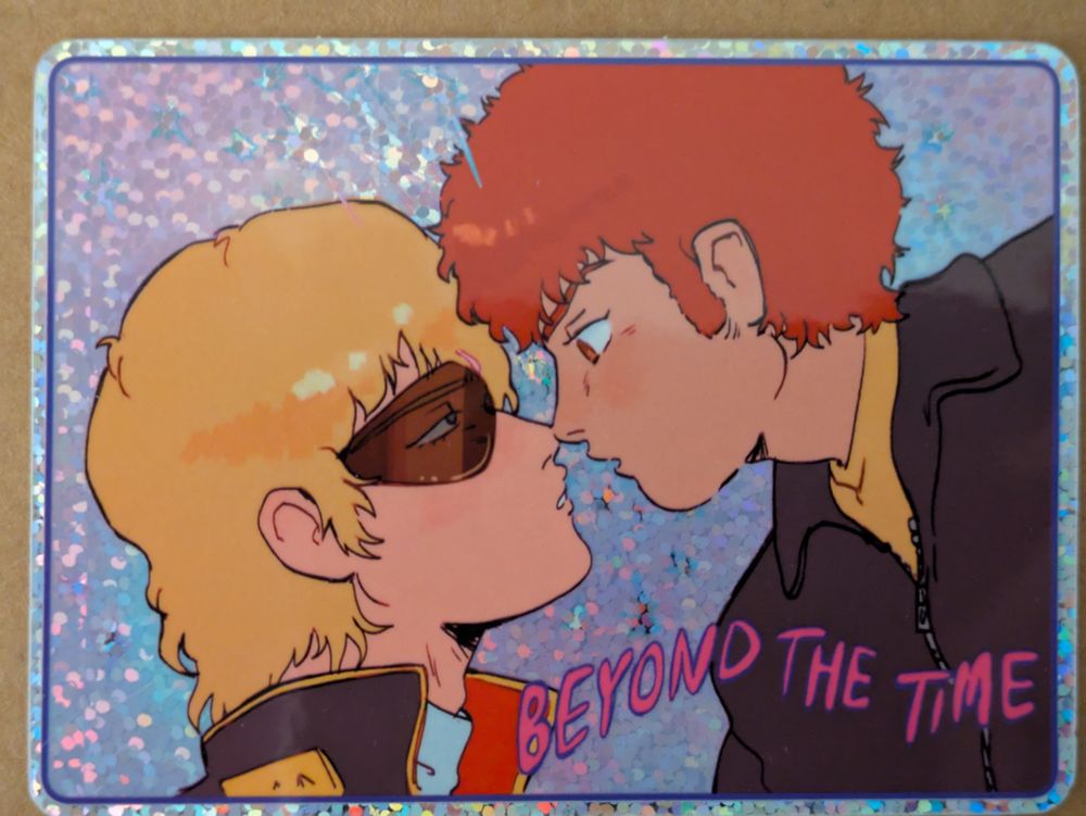 Sparkly Charmuro sticker by Winged Creature. Text: "Beyond the Time."