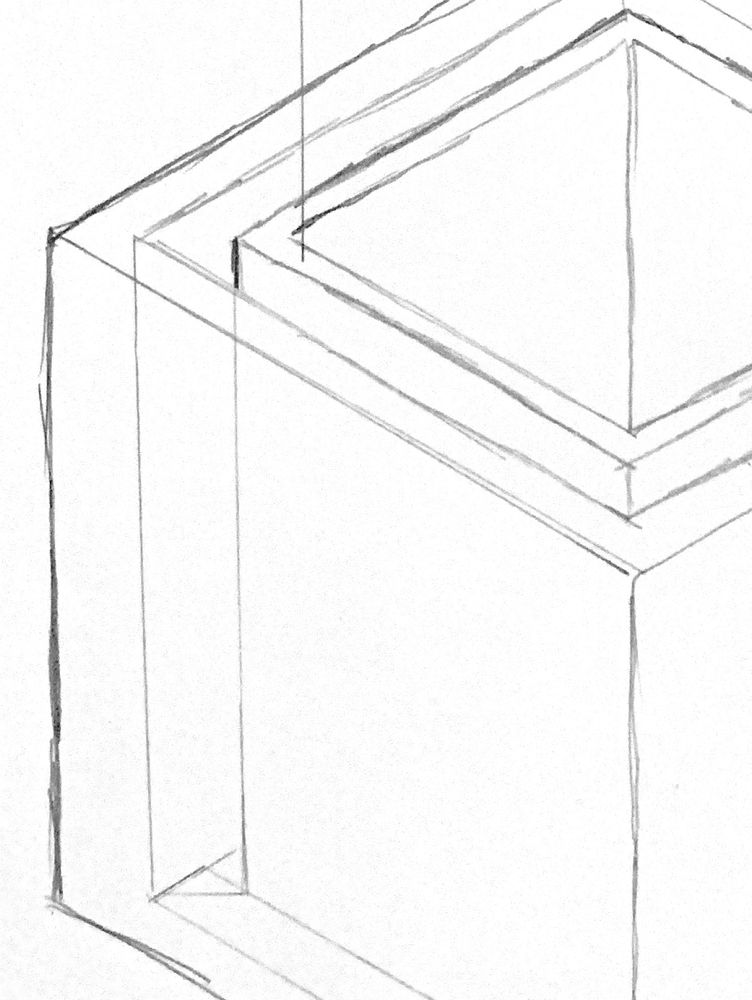 A pencil drawing of a box enclosed in another box