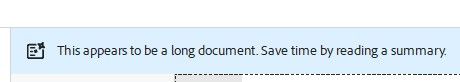 Adobe AI 'This appears to be a long document. Save time by reading a summary.'