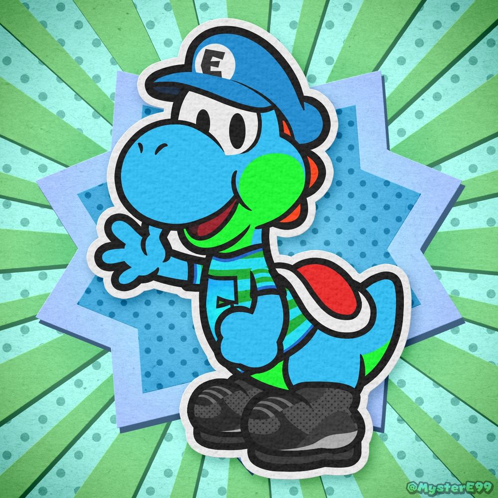 Paper MysterE Yoshi (Color Splash/The Origami King)