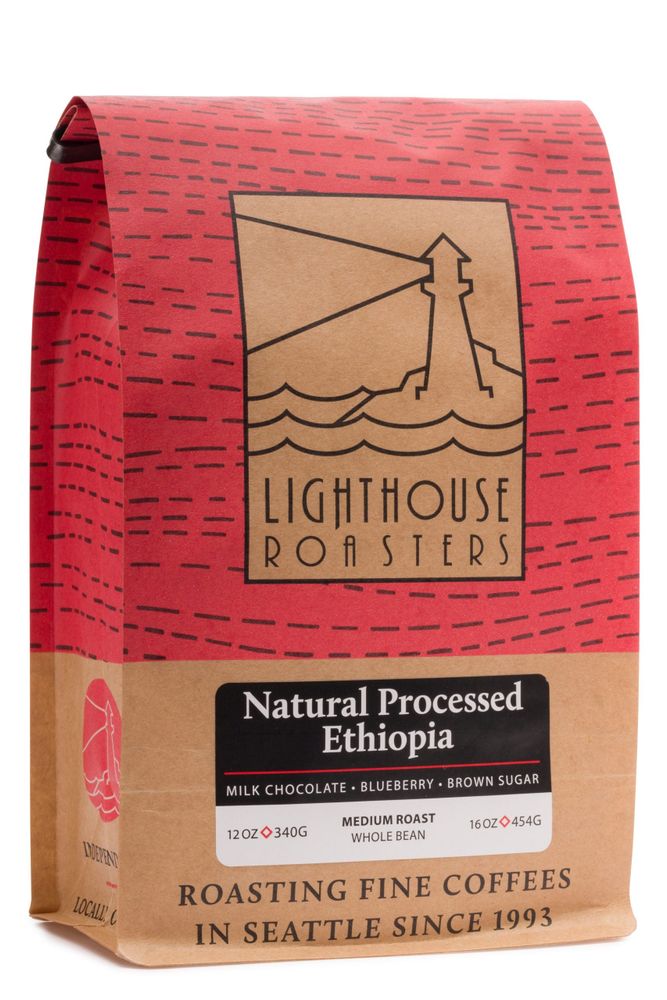 A bag of Ethiopia Yirgacheffe 1 Natural Idido coffee beans