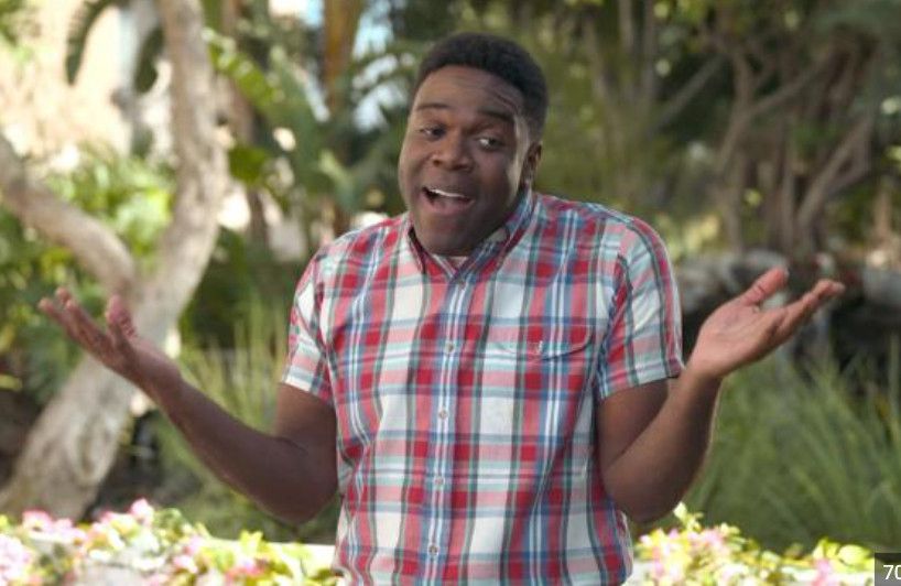 A lovely photo of Sam Richardson shrugging in Pacific Proposal Park