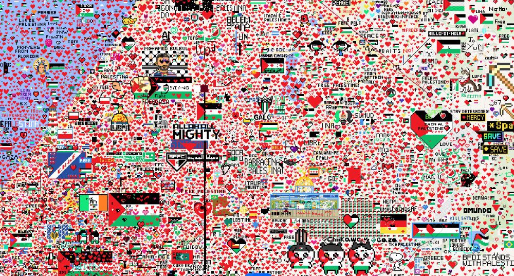 so so so many hearts and palestine flags