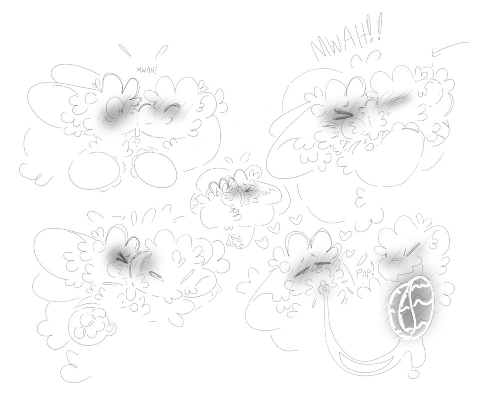 5 doodles of Renns being good tonguebate-bait for Comb!