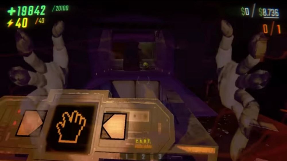 screenshot of playing repo where the monster called “the loom” chases you down with her big knobbly ass hands reaching toward you on your fucking screen