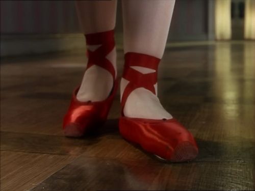 A still image of the red shoes from the movie The Red Shoes [1948]