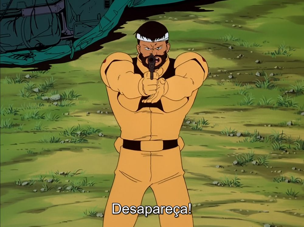 Gary Tan atira várias vezes no Gundam (Episódio 5 de "Victory Gundam").