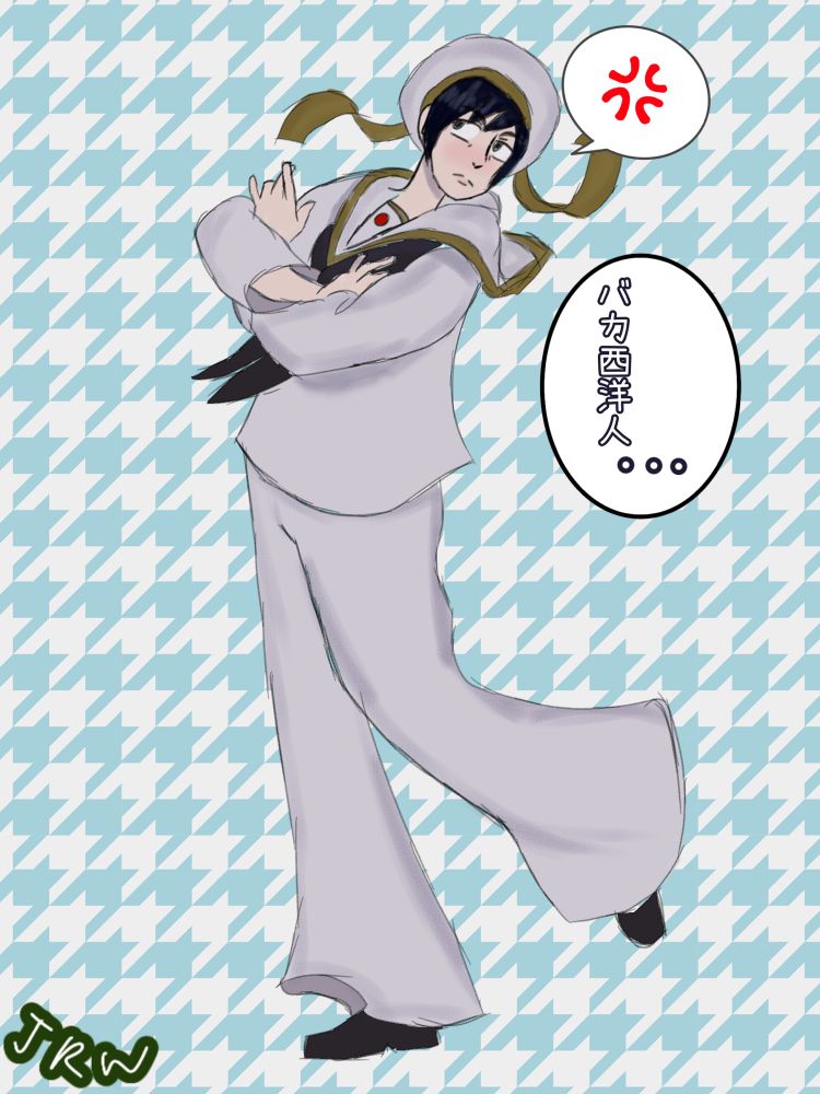 a drawing of the character Japan from Hetalia that’s based off the painting “Young Sailor” by Takabatake Kashou