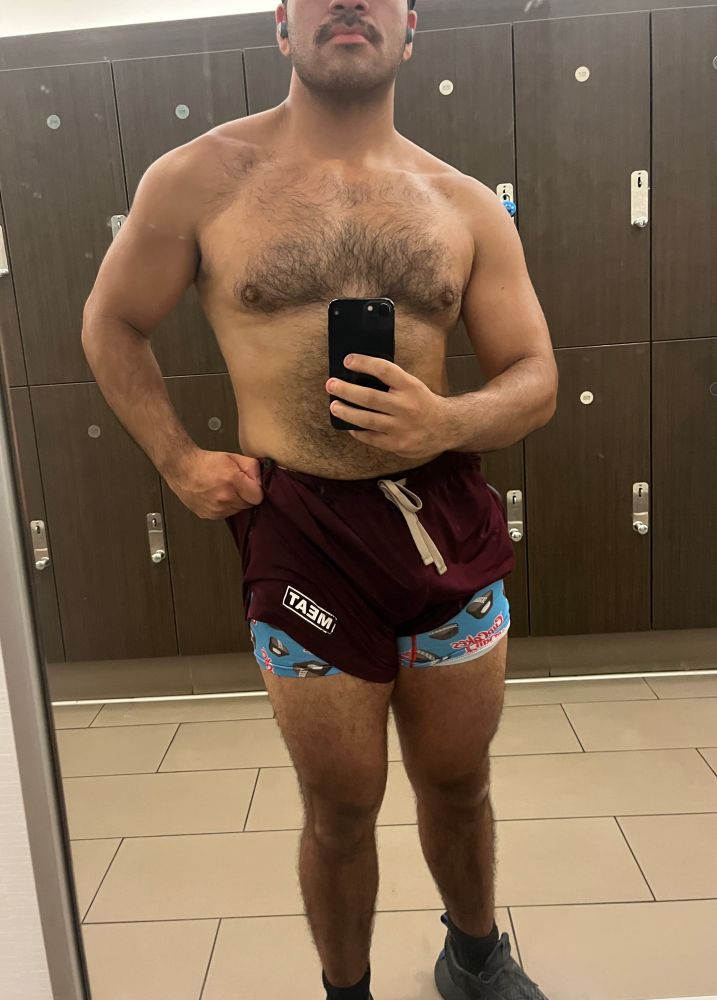 Gay Latino jock post leg day 