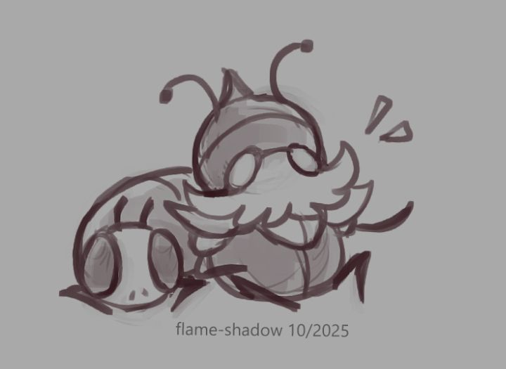 a digital sketch of garmond and zaza from silksong. they're sitting down, garmond leaning back against zaza. garmond looks like he's telling a story.