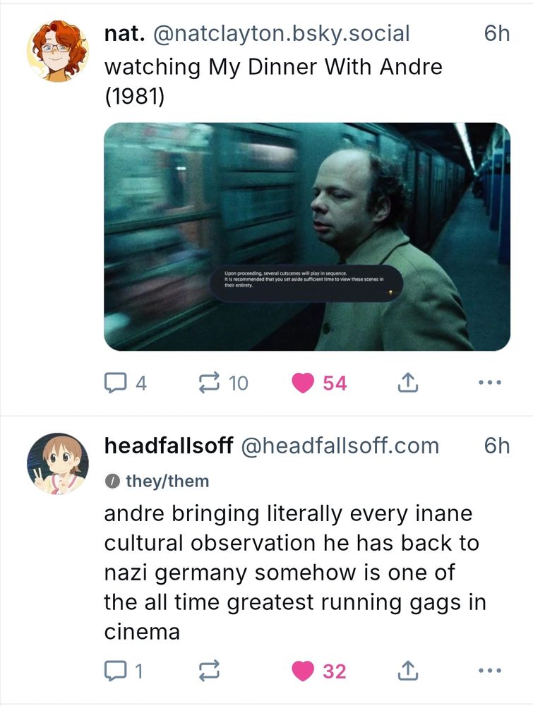 Back to back skeets by nat and headfallsoff about the movie my dinner with andre.