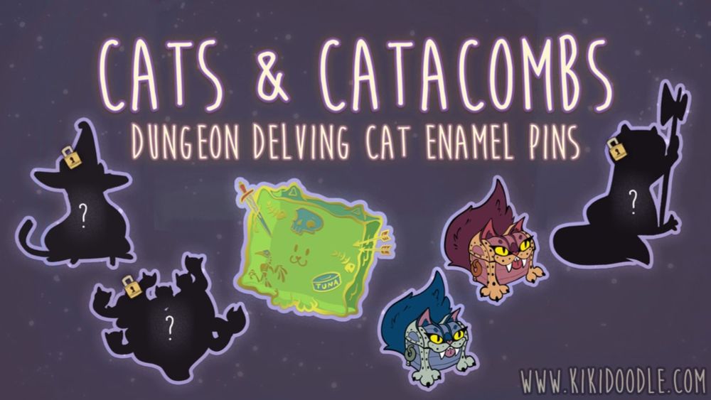 Coming soon: Cats & Catacombs Enamel Pins