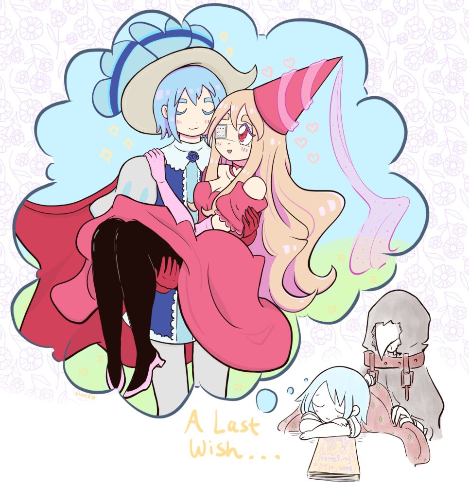 Jillian dressed as a prince holds Noel as a princess in a dream bubble as Caesar places a blanket around a sleeping Jillian.
Text: a last wish