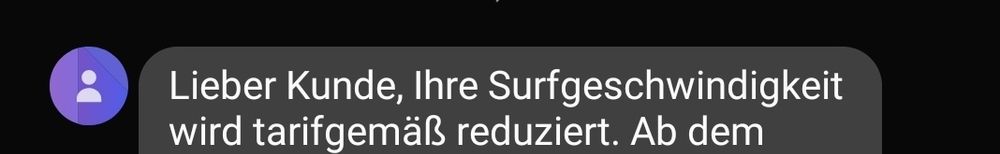 Lieber kund ihre surf Geschwindigkeit wird tarifgemäß reduziert